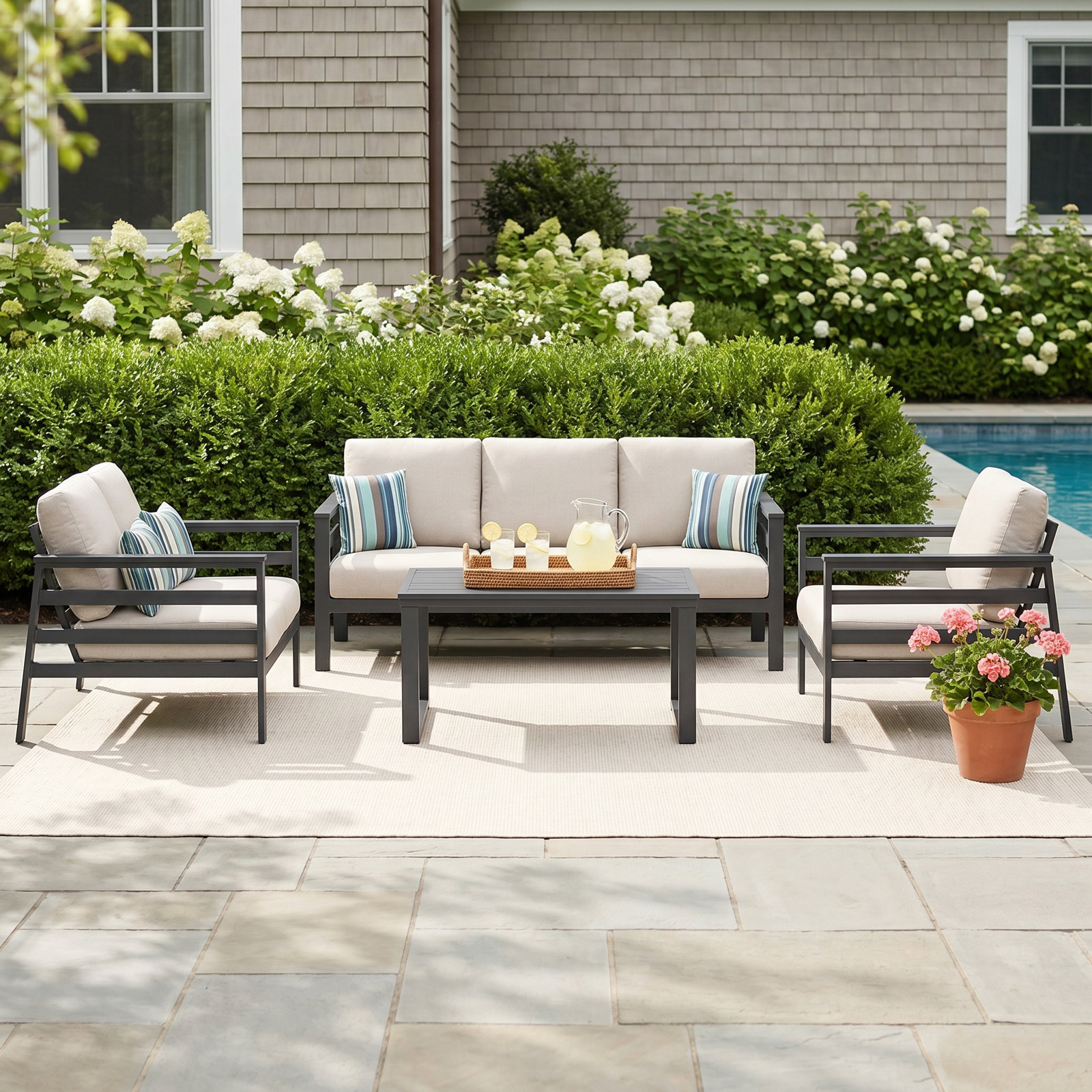 Townsend 7-Person Sunbrella® Patio Seating Group, Sunbrella Canvas Natural