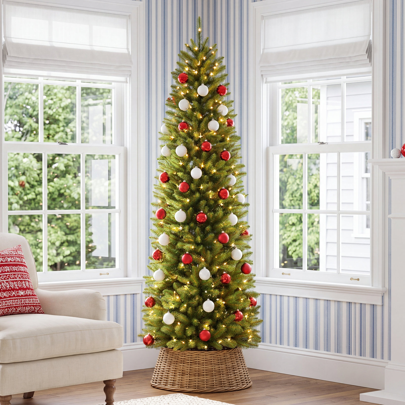 Fraser Lighted Artificial Christmas Tree, 7.5' H