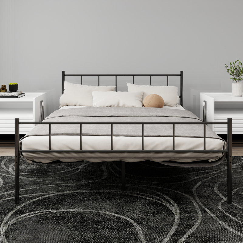 Base de lit plateforme en métal, Black, Grand