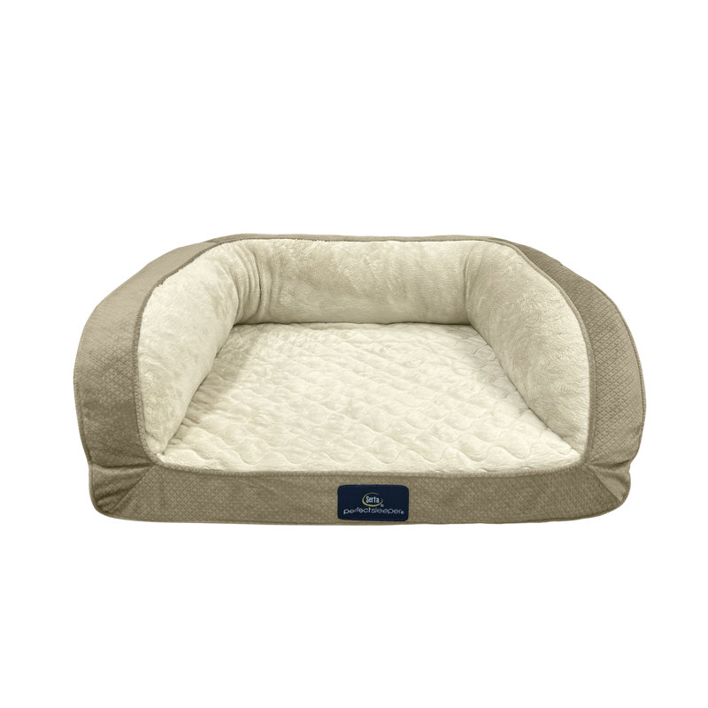 Lit orthopédique matelassé pour chat et chien Serta, moka, moyen, Moka, Medium (8" H x 28" W x 24" D)