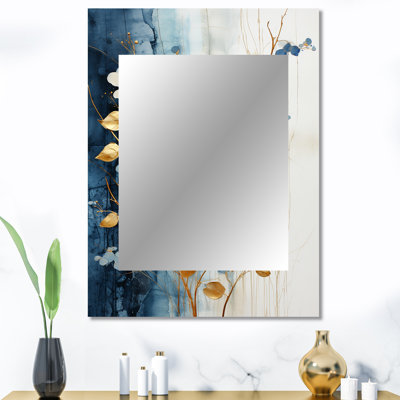 Sérénité botanique beige et or - miroir de plantes, miroir mural traditionnel unique, impression d'art en métal