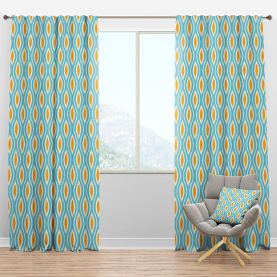 Retro Pattern Abstract Design I - Mid-Century Velvet Curtain - Room darkening - 1 panel