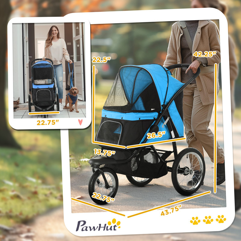 Poussette pliable standard, poussette Jogger avec support amovible, Bleu