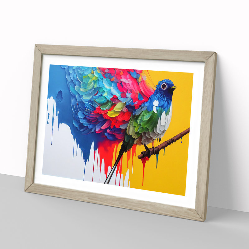 Bird Splash Vol.1 Abstract - Framed Print, 25cm H x 34cm W x 2cm D, Oak