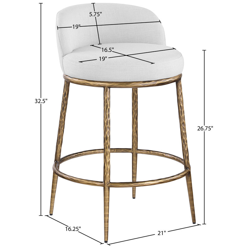 Tabouret de comptoir Ferro Hessle, Siège blanc / cadre doré