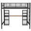 Lit mezzanine double en métal avec bureau intégré et tablettes-1765588341