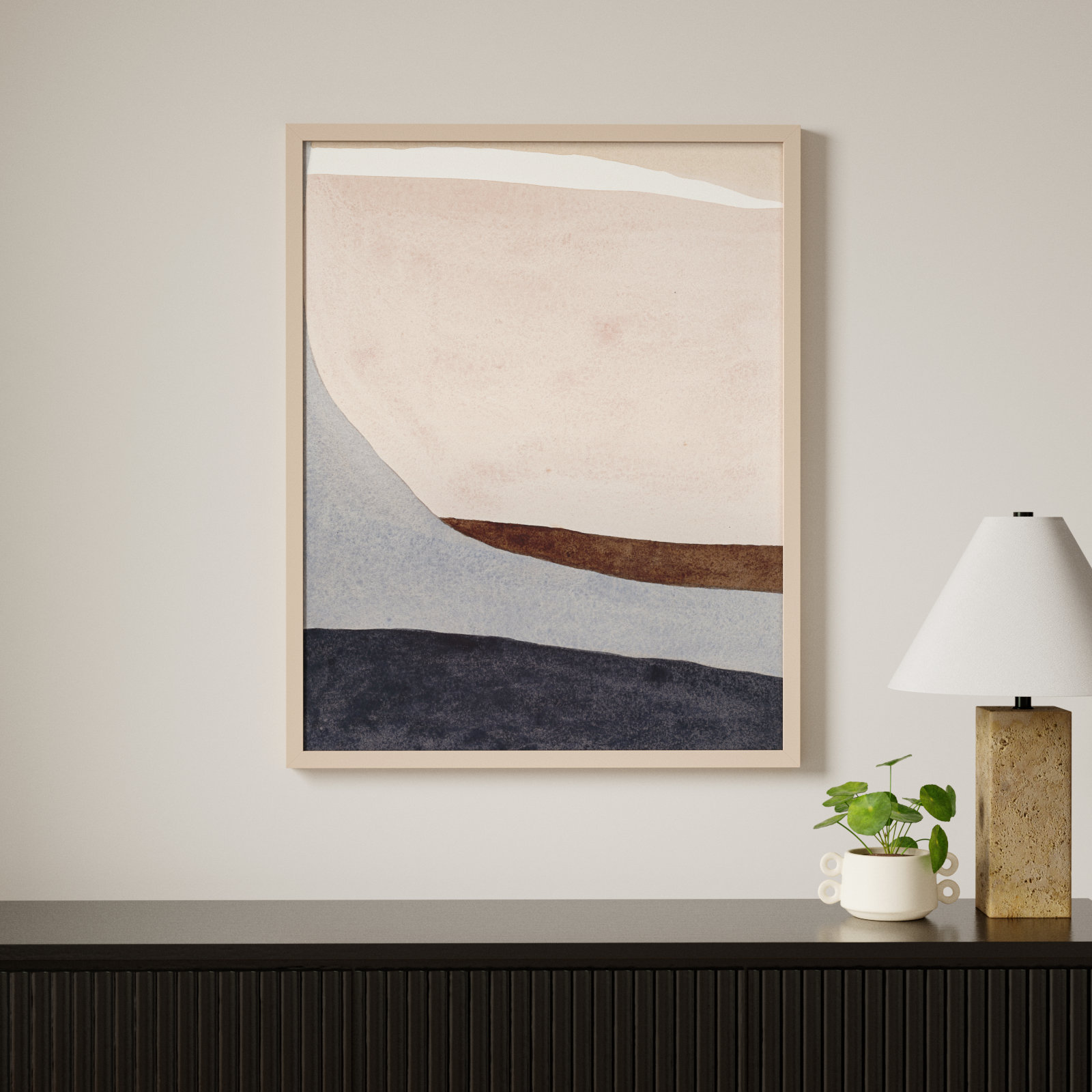 Divided By Blue 2 by Julia Balfour, Brown Framed, 38" H x 30" W x 1.25" D