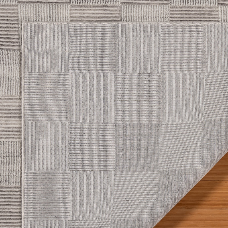 Migliore Lyla Modern Contemporary Checkered Soft High-Low Gray Charcoal Ivory Area Rug, Rectangle 6'6" x 9'6"
