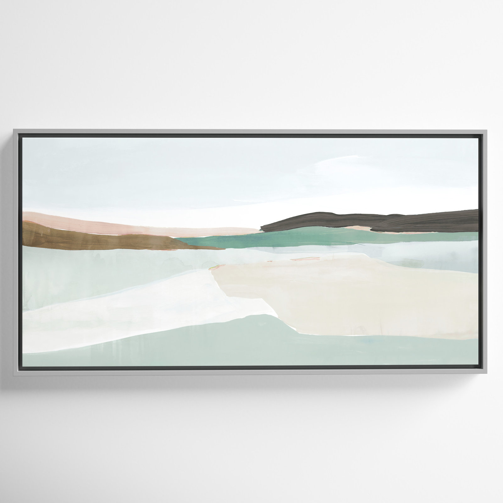 Sole of the Land I Floater Frame Painting, 21.5" H x 41.5" W, Silver