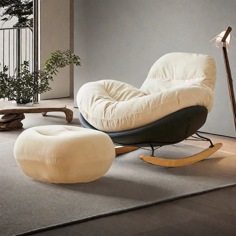 Chaise berçante crème en escargot, Noir