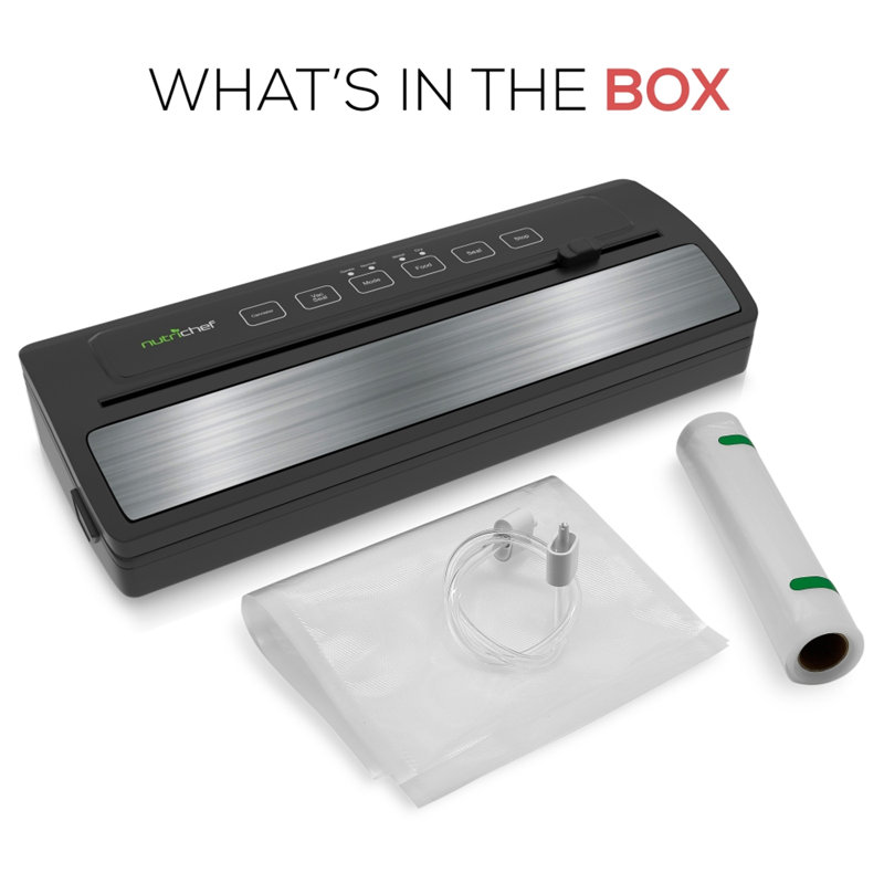 Nutrichef Automatic Food Vacuum Sealer - Electric Air Sealing Preserver System with Reusable Vacuum Food Bags 