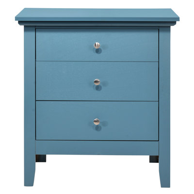 Table de chevet bleu sarcelle avec qualité de rangement rentable - H 26 po x l 24 po x P 18 po, sans assemblage, espace de tiroir pratique, convient à divers thèmes