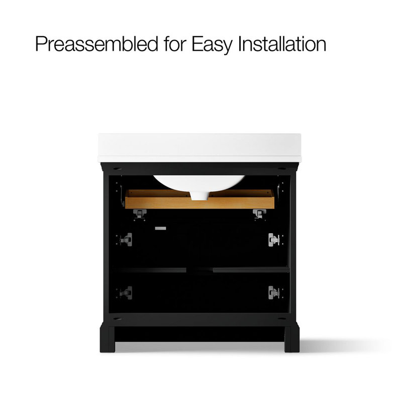 Charlemont 30 In. Bathroom Vanity Cabinet With Sink And Quartz Top, Brushed Brass, Dark Warm Gray, 30"