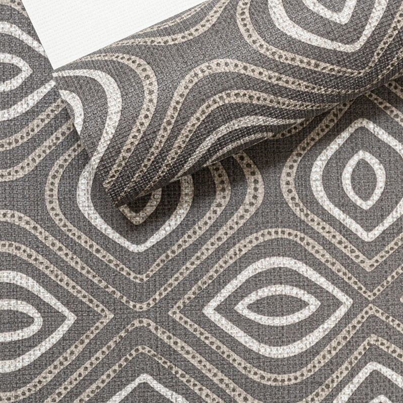 Cavandale Geometric Shapes Wallpaper 10m x 53cm Textured Metallic Finish Roll, Charcoal