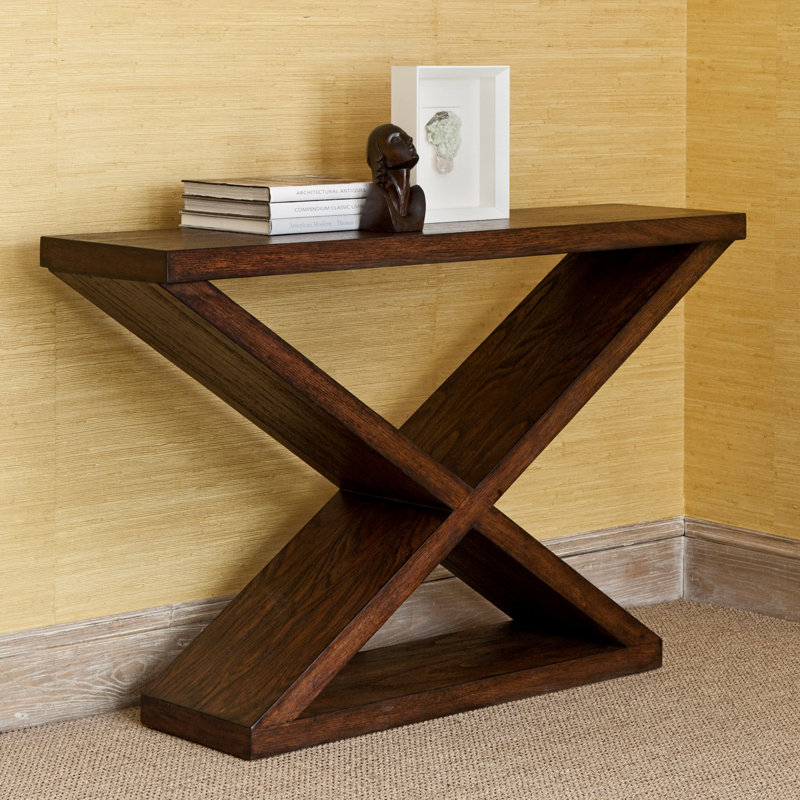 Console en bois massif 56 po Salone, Noyer foncé