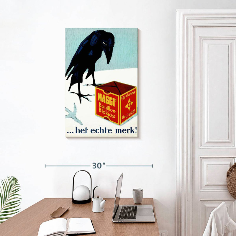 Crow Looks At The Box, 30" H x 20" W