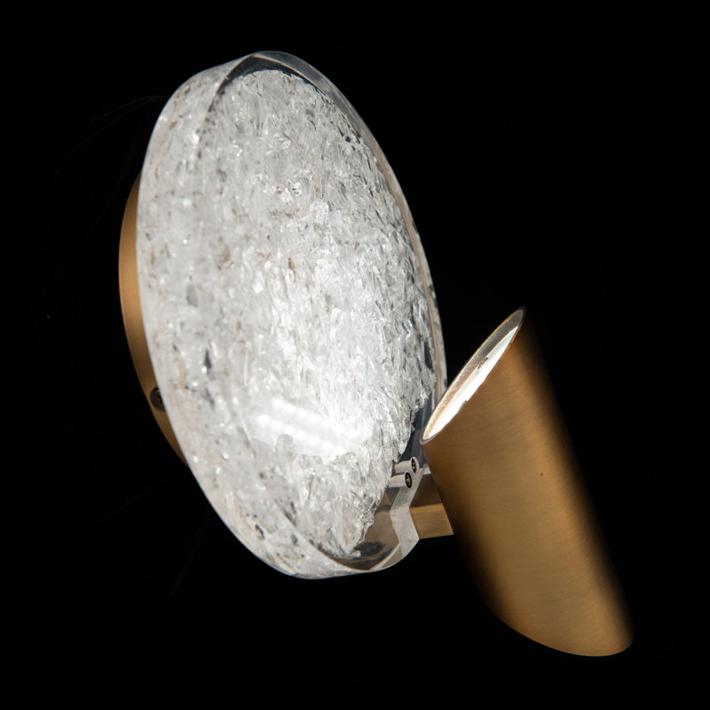 Oracle Crystal LED Armed Sconce, Aged Brass