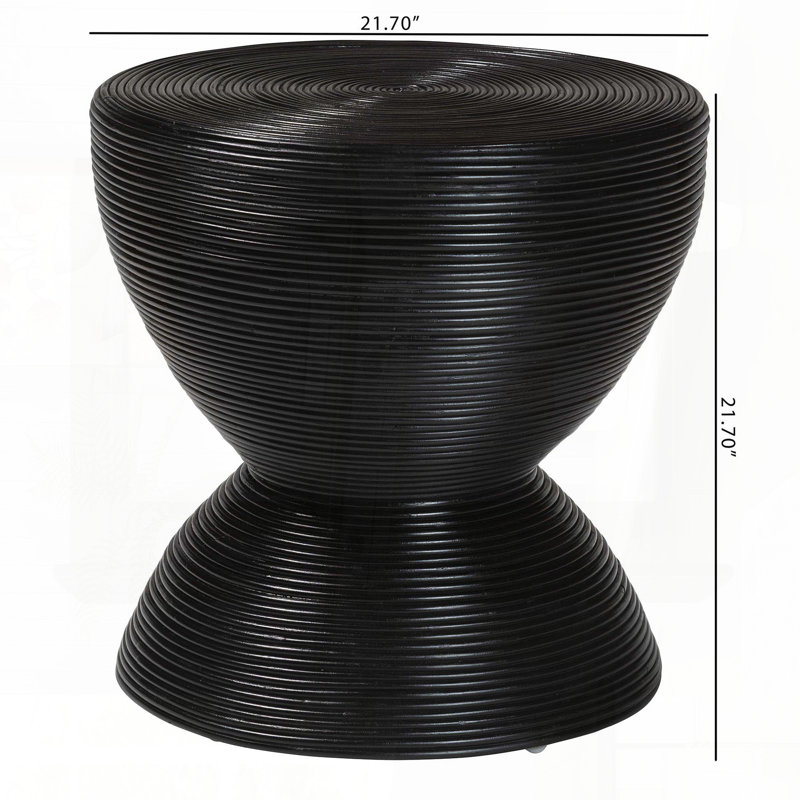 Table d'appoint stratifiée en rotin naturel avec silhouette de sablier - noir