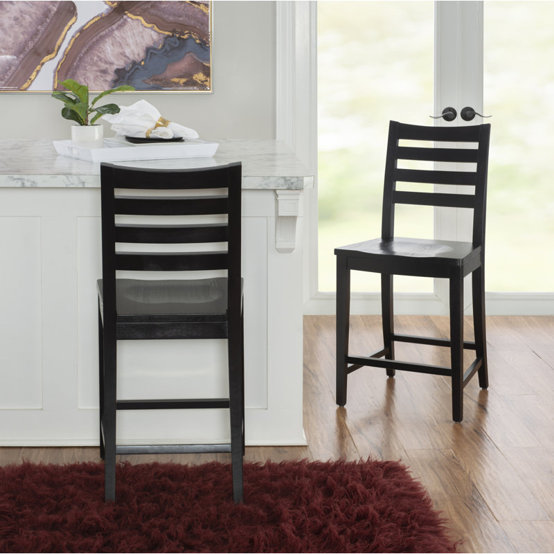 Sandra Solid Beech Wood 22.5" Seat Counter stool, Black