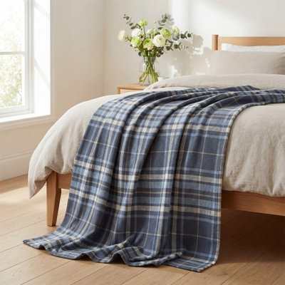 Spring Summer Flannel Blanket Throw, Buffalo Plaid Blue White Soft Fuzzy Plush Cozy Fleece Blankets for Couch Sofa Bed Lounging, Ideal Gifts for Adults Self, 30x40