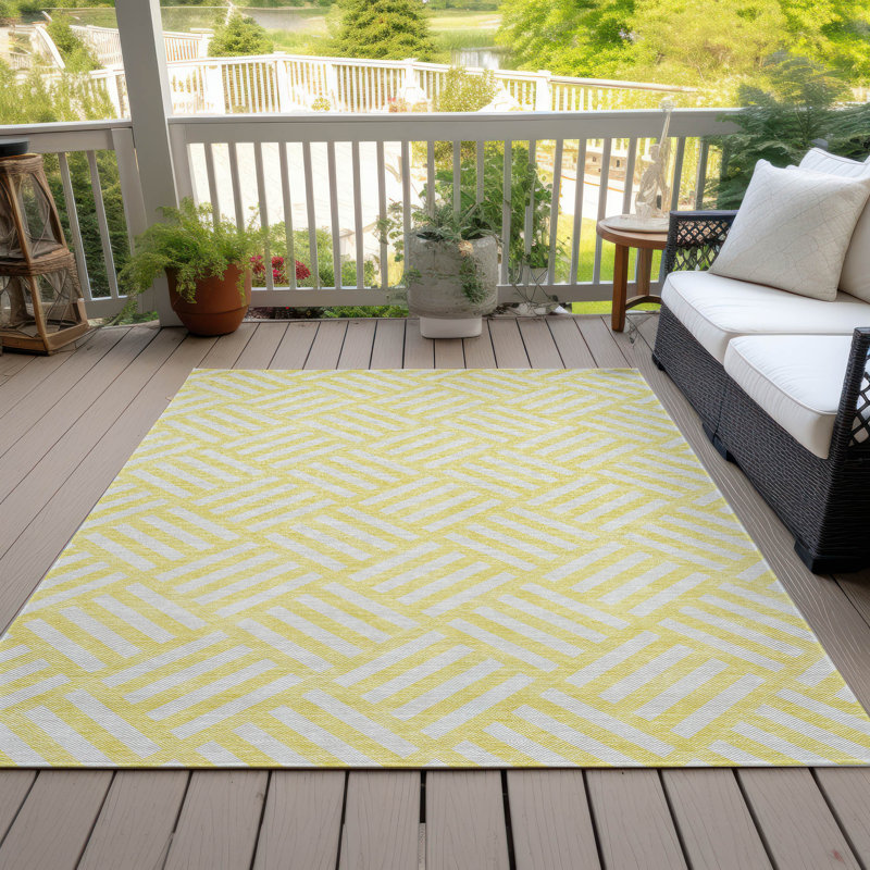 Tapis rectangulaire intérieur / extérieur 1 pi 8 po x 2 pi 6 po avec envers antidérapant Loreen, Rectangle 10 pi x 14 pi