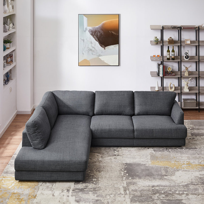 Glander Grey Fabric Left-Facing Sectional Sofa