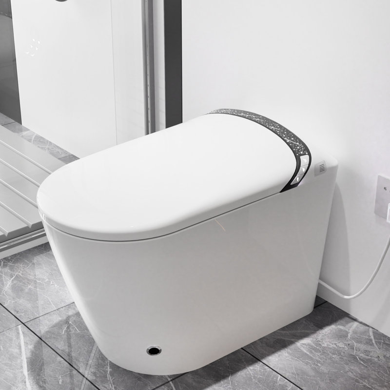 White Elongated Smart Toilet With Auto Open/Close Seat, Foot Kick Control, 1.28 Siphonic Jet Flushing, Multiple Washing Modes, And Heated Seat For Bathroom Comfort