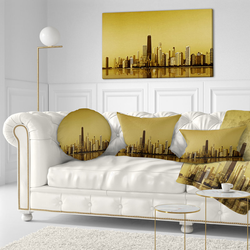 Coussin de skyscrapers chicago coast avec coussin lombaire cityscape, Rectangle 12" x 20"