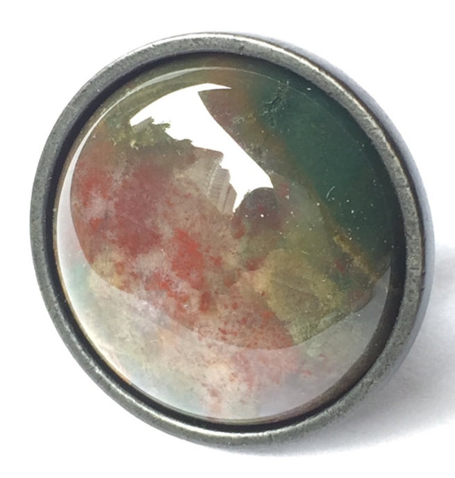 Mushroom Knob, Satin Nickel/Green/Red