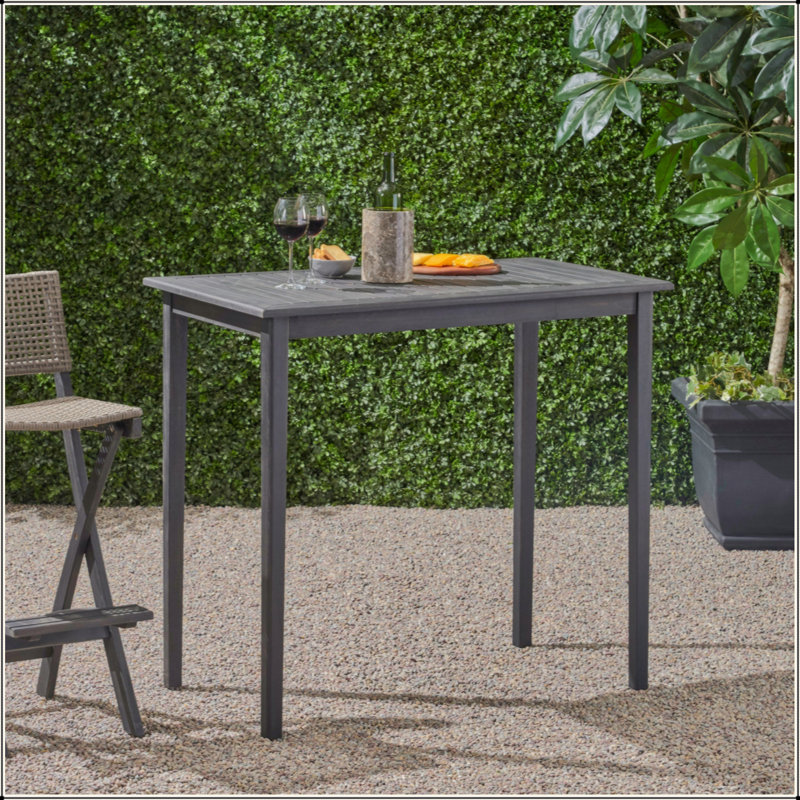 Table de bar d'extérieur minimaliste en bois d'acacia