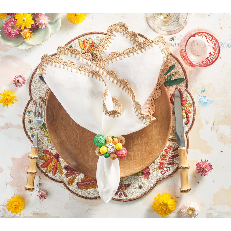 Shell Edge Napkin in White/Natural