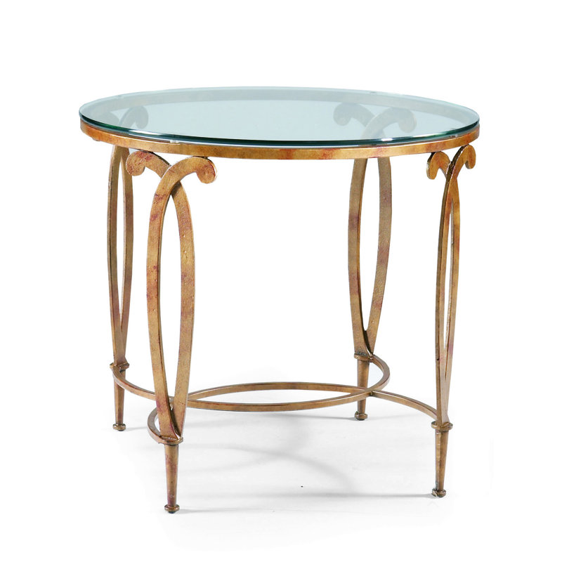 Fleur De Lis Glass End Table