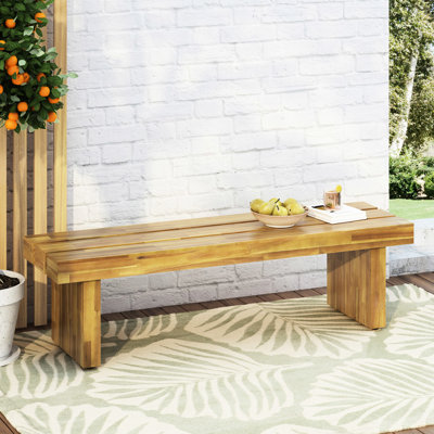 Outdoor Wood Bench With Rustic Beauty, 56.95" W X 16.09" D 18.44" H Patio Charm & Comfort, 56.95"X16.09"X18.44