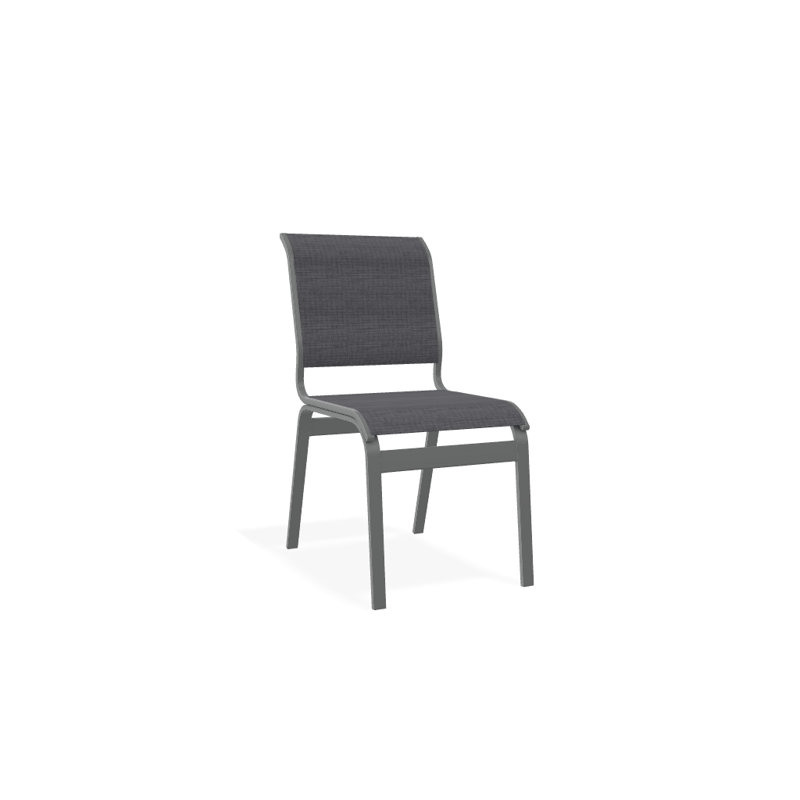 Chaise d'appoint de salle à manger Hiraku, Graphite texturé, Étain Augustine