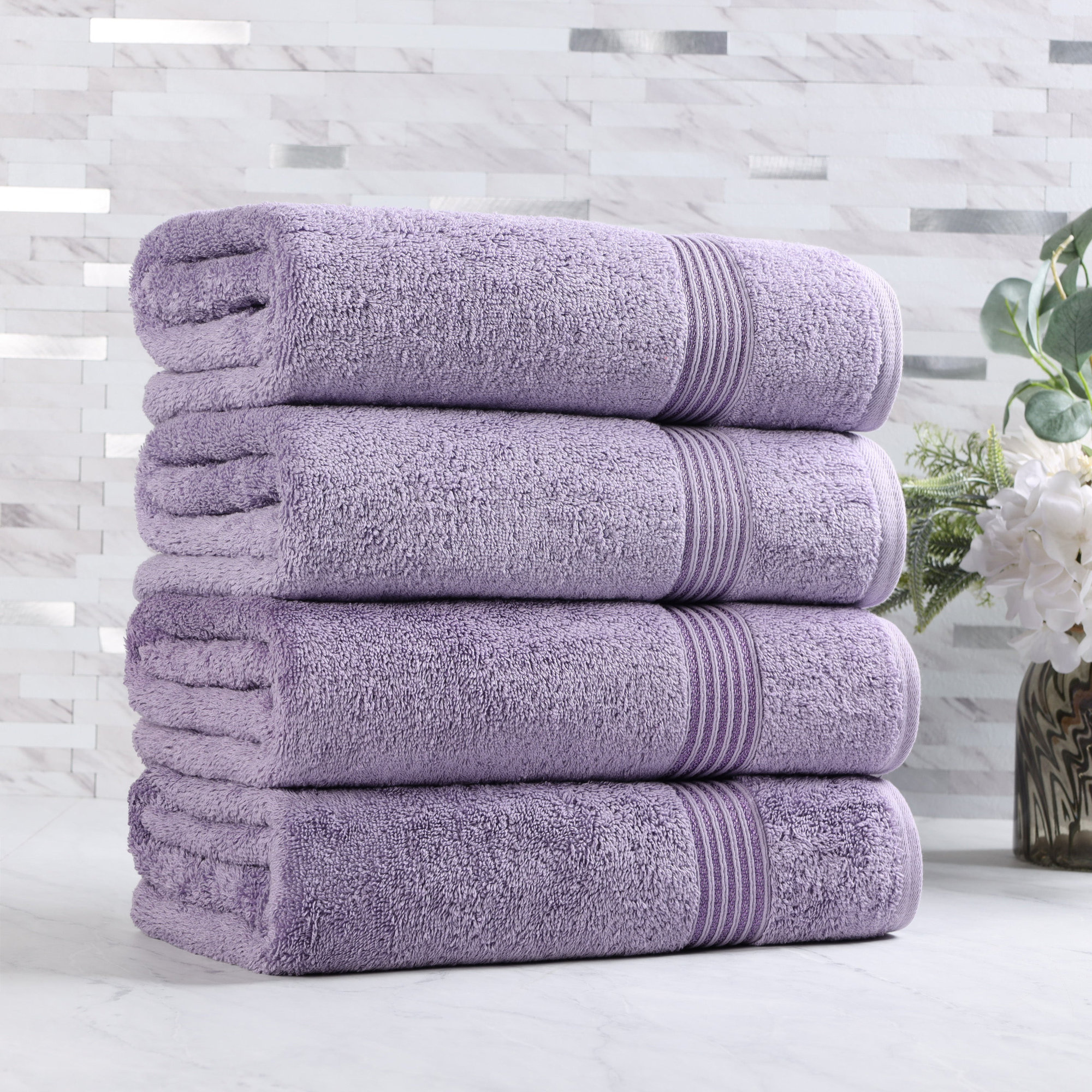 Oleg Heritage Egyptian Cotton Soft Absorbent Luxury Bath Towel, Royal Purple