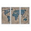 Ancienne carte du monde I - 3 pièces sur toile, cadre flottant-1052903350-1052903361