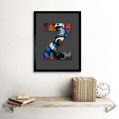 Letter Z Bright Astronaut Decorative Graffiti - Single Picture Frame Print