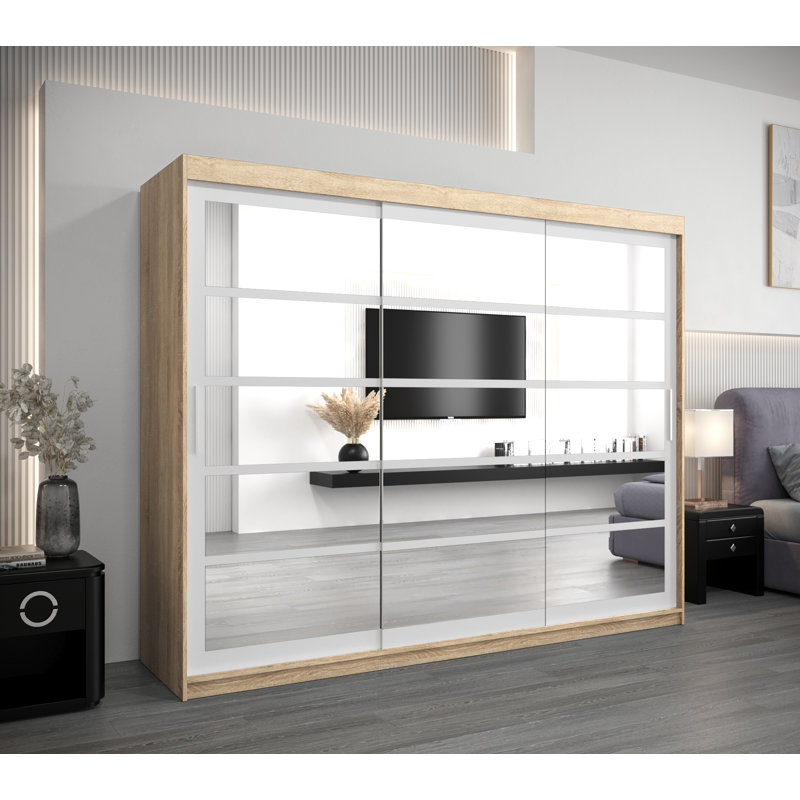 Ayira 3 Door Manufactured Wood Wardrobe, Sonoma Oak