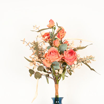 Arrangement floral de 22 po de style campagnard artificiel à la rose pour remplissage de vases