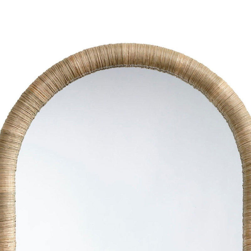 Miroir mural Tipz, cadre arqué brun naturel de 34 pouces, ruppie maritime tissée