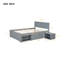 Lit plateforme double avec tiroir et deux tablettes, combinant rangement et confort pour une chambre à coucher propre et élégante-1671988114