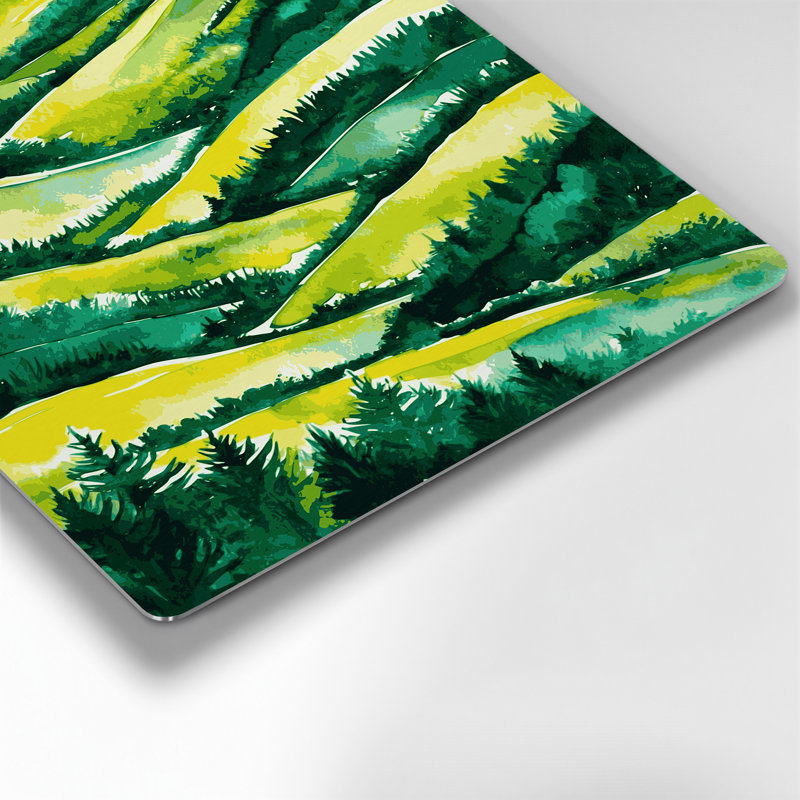 Aquarelle, paysage, 88, art mural en métal vert, H 18 po x l 12 po