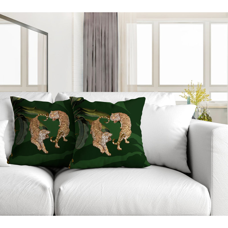 Housse et insert de coussin carré intérieur / extérieur , L 15 po x H 15 po, Vert