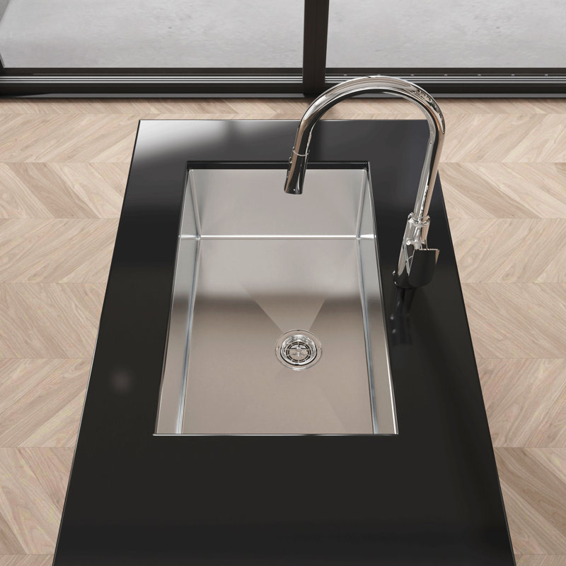 Évier de cuisine en acier inoxydable, cuve simple encastrée de 30 po x 19 po, lavabo encastré à la main en nickel brossé, avec bonde et crochet standard Us