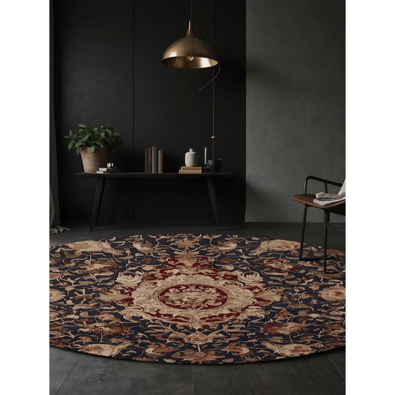 Tapis brun lavable à la machine, Rond 3 pi