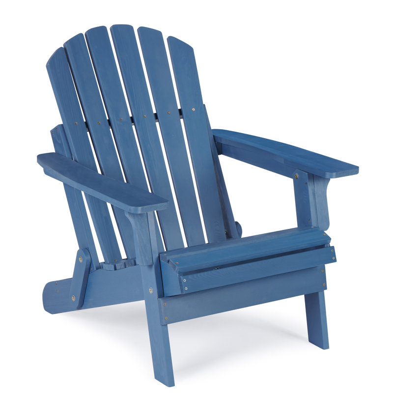 Oversized Outdoor Wooden Folding Adirondack Chair, Dark Blue