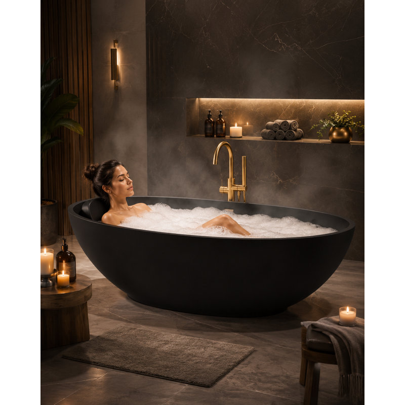 74.8'' L Soaking Bathtub, Black