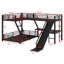 Lit superposé en L avec lit mezzanine, glissade et ports USB-668891194