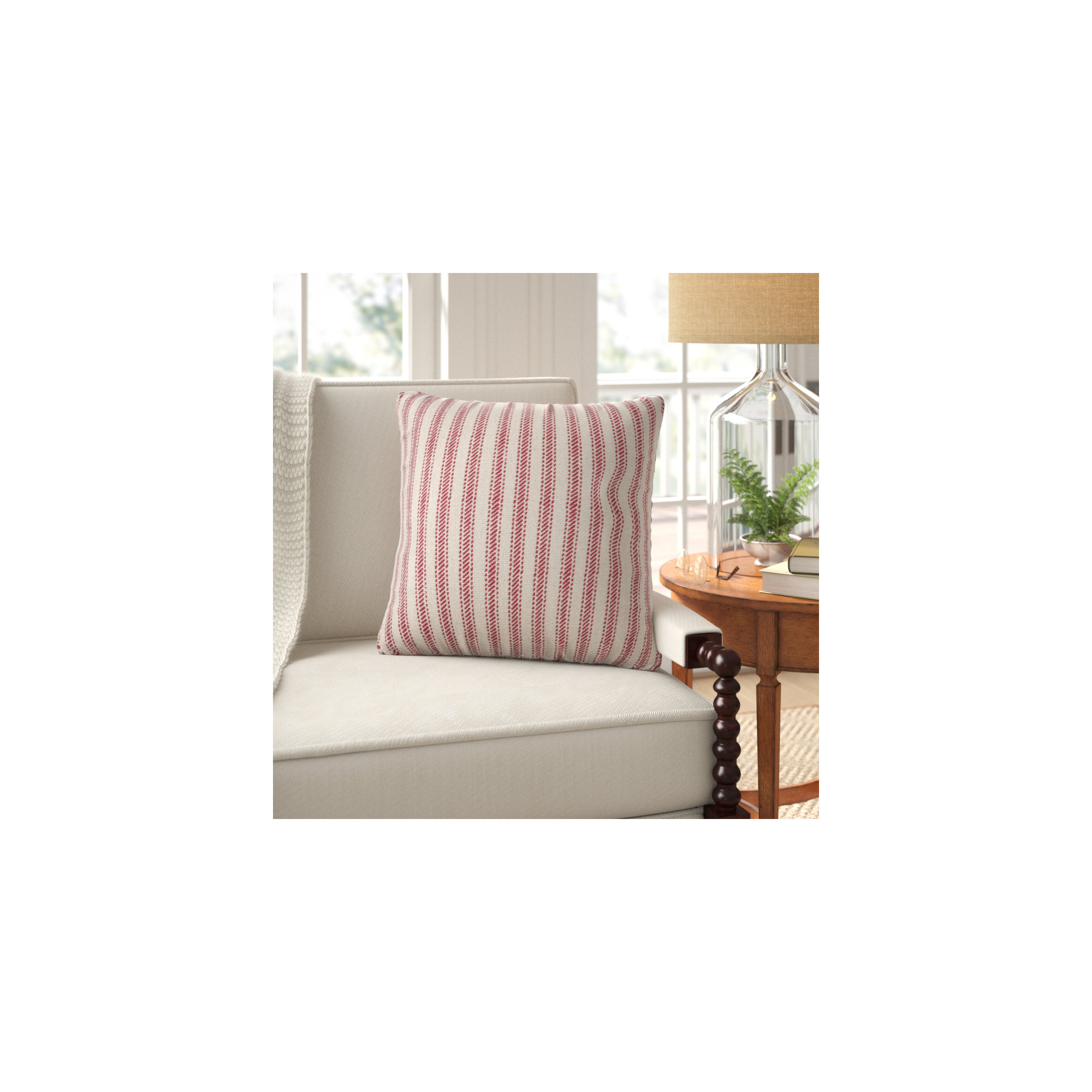 Percy Striped Cotton Pillow Cover, Pillow Cover Only - No Insert, Red