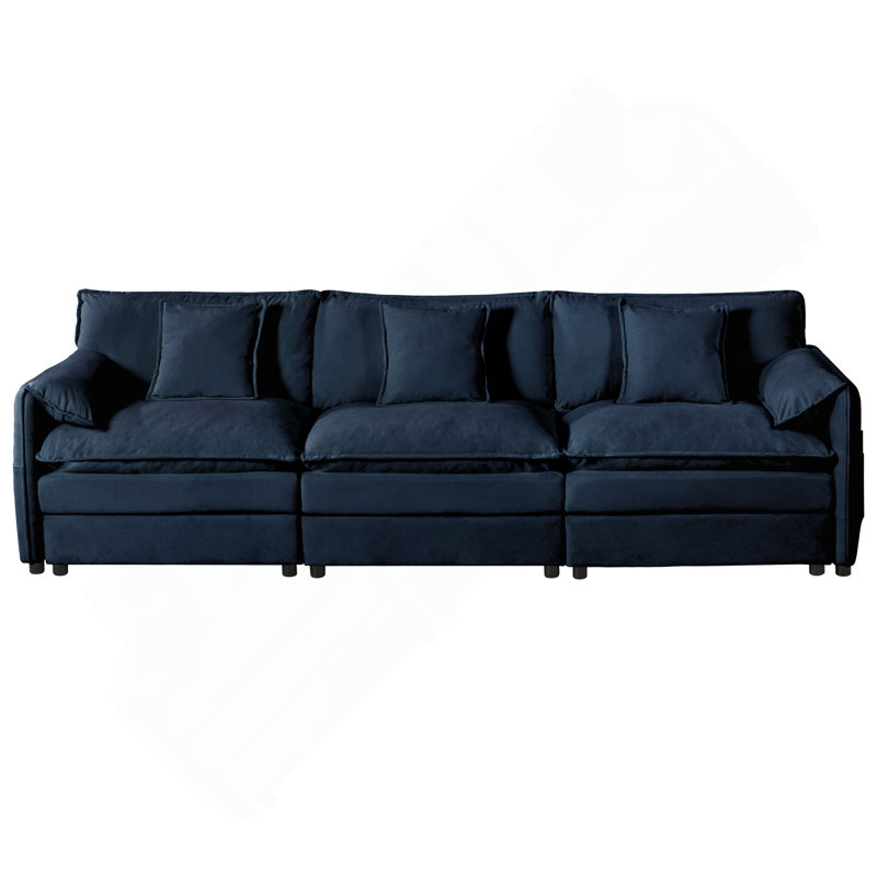 Canapé-lit modulaire surdimensionné à siège profond avec 3 repose-pieds et coussins moelleux, canapé-lit modulaire pour salon, appartement, combinaison de bricolage en chenille